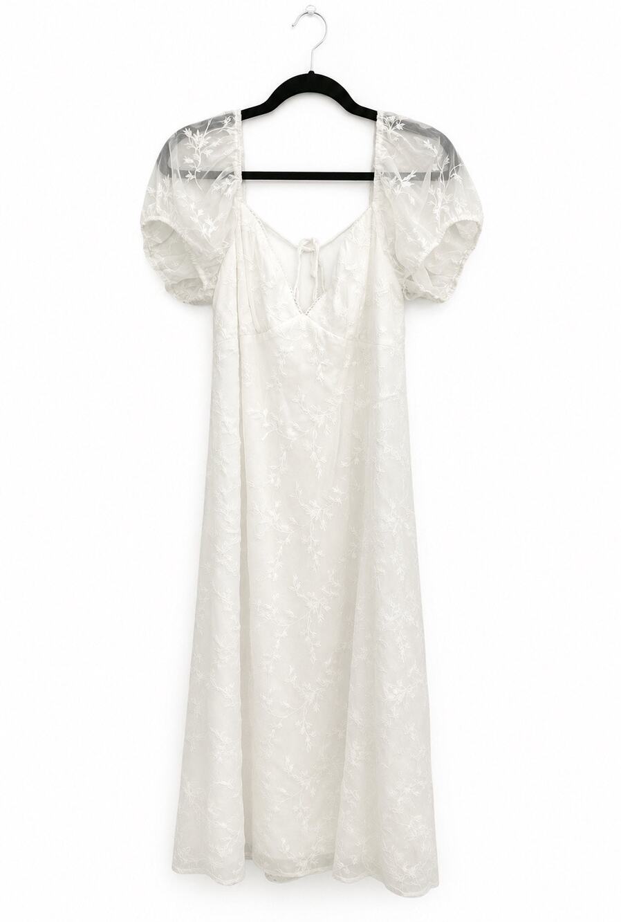 Altar’d State White Embroidered Puff Sleeve Maxi Dress Open Back XXL